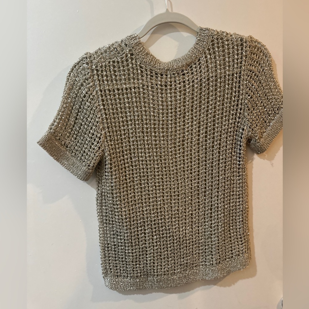 Bar III Silver Knit Short Sleeve Top - Picture 4 of 8